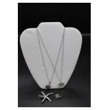 Silver Snowflake Necklaces & Starfish Pin