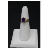 14K Gold Amethyst & Diamond Ring