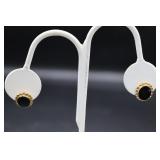 Gold Tone Black Onyx Earrings