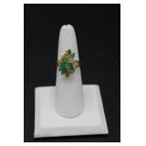 14K Gold Emerald & Diamond Ring