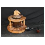 Vintage Pipe Holder & 2 Pipes