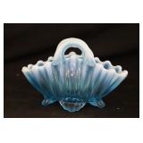 Davidson Blue Glass Victorian Basket Vase