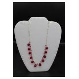 14K Gold & Red Stones Necklace