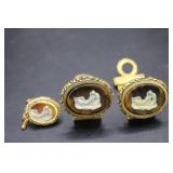 Vintage Dante Cameo Cuff Links & Tie Tack