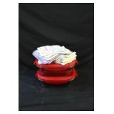 Handmade linens & Glass Covered Casseroles