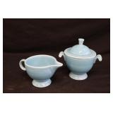 Vintage Turquoise Fiesta Sugar Bowl & Creamer