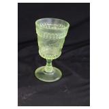 Fenton Yellow Vaseline Glass Wildflower  6" Goblet