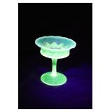 Vintage Vaseline Pedestal Dish