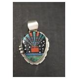 Sterling Pendant w/Cut Inlay Stones