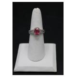 18K Gold White & Pink Stone Ring