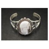 Silver Cuff Bracelet w/Stone