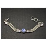 SARDA Silver Bracelet w/Blue Stone