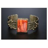 Silver Cuff Bracelet  w/Stone