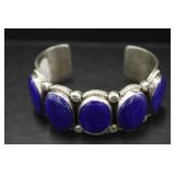 Silver Cuff Bracelet w/Lapis Stones