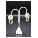 10K Gold 2 Tone Hoop Earrings