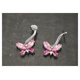 CZ & Sterling Butterfly Earrings