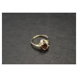 10K Gold Ring w/Garnet & Diamonds