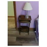 Mahogany Wall Table & Lamp