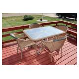 Vinyl Wicker Glass Top Patio Set