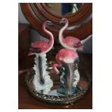 Dresser Tray & Pink Flamingo Figurines