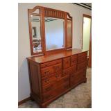 Beautiful Keller Walnut 11 Drawer Dresser with Mir
