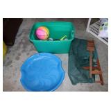 Sled, Sports Balls, Wood Camping Chair