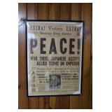 WWII Peace! Framed Newspaper