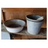 Enamel Wash Pan & Buckets