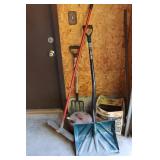 Broom, Shovel, Potato Fork, & Gas Can