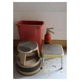Step Stools, Fire Extinguisher  Waste Basket