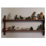 Bird & Wildlife Figurines & Wooden Shelf