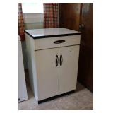 Vintage Enamel Top Metal Cupboard