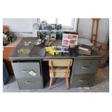 Metal Desk & Contents