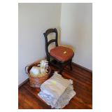 Blankets, Side Chair, & Basket