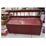 43" Red Painted Toy Bench