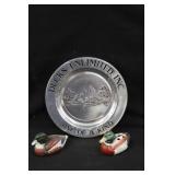 Duck Figurines & DU Armetale Plate