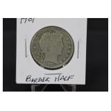 1901 Silver Barber Half Dollar
