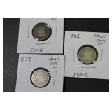 1829, 1831 & 1832  Bust Type Dimes