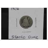 1876 Silver Seated Dime