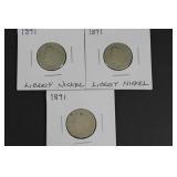 1891 Liberty Head V Nickels