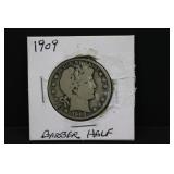 1909 Silver Barber Half Dollar