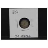 1852 Silver 3 Cent Coin