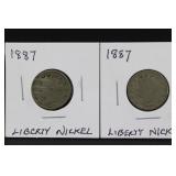 1887 Liberty  Head V Nickels