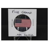 5 Grams  .9999 Silver Piece