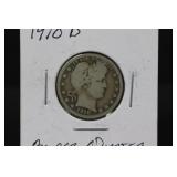 1910 D Silver Barber Quarter