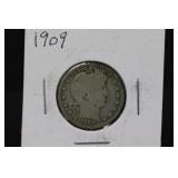 1909 Silver Barber Quarter