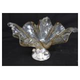 Murano Gold Brown Flower Shaped Bowl