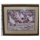 Barnyard Chickens 34" x 28" Framed Print