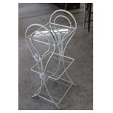 32" Painted Wrought Iron Glass Top Shelf