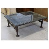 Repurposed Antique Door Coffee Table, Glass top